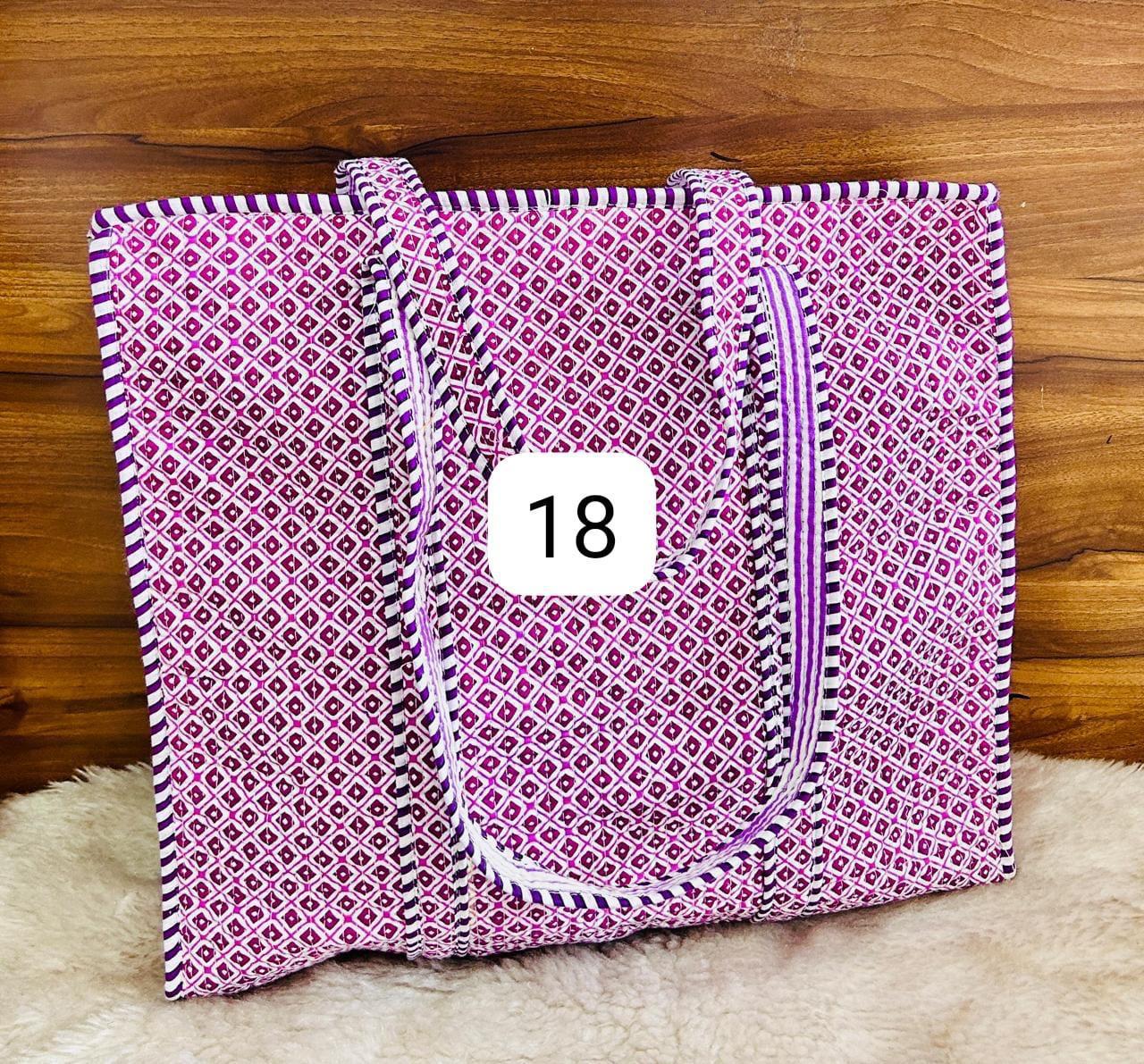 Purple Reversible Quilted Hand Block Tote Bag