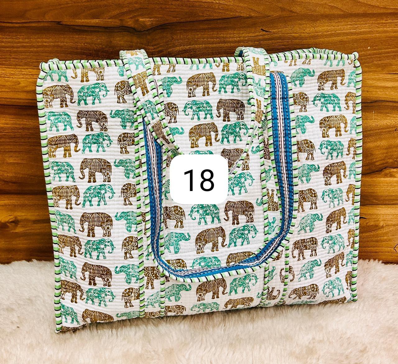 Jungle Safari Reversible Quilted Hand Block Tote Bag