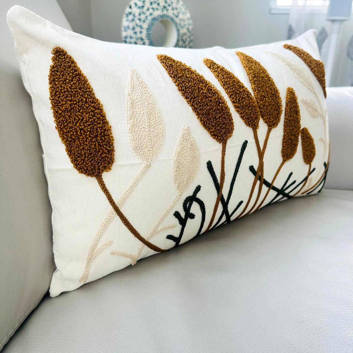 Autumn Whisper Embroidered Cushion Cover image 1