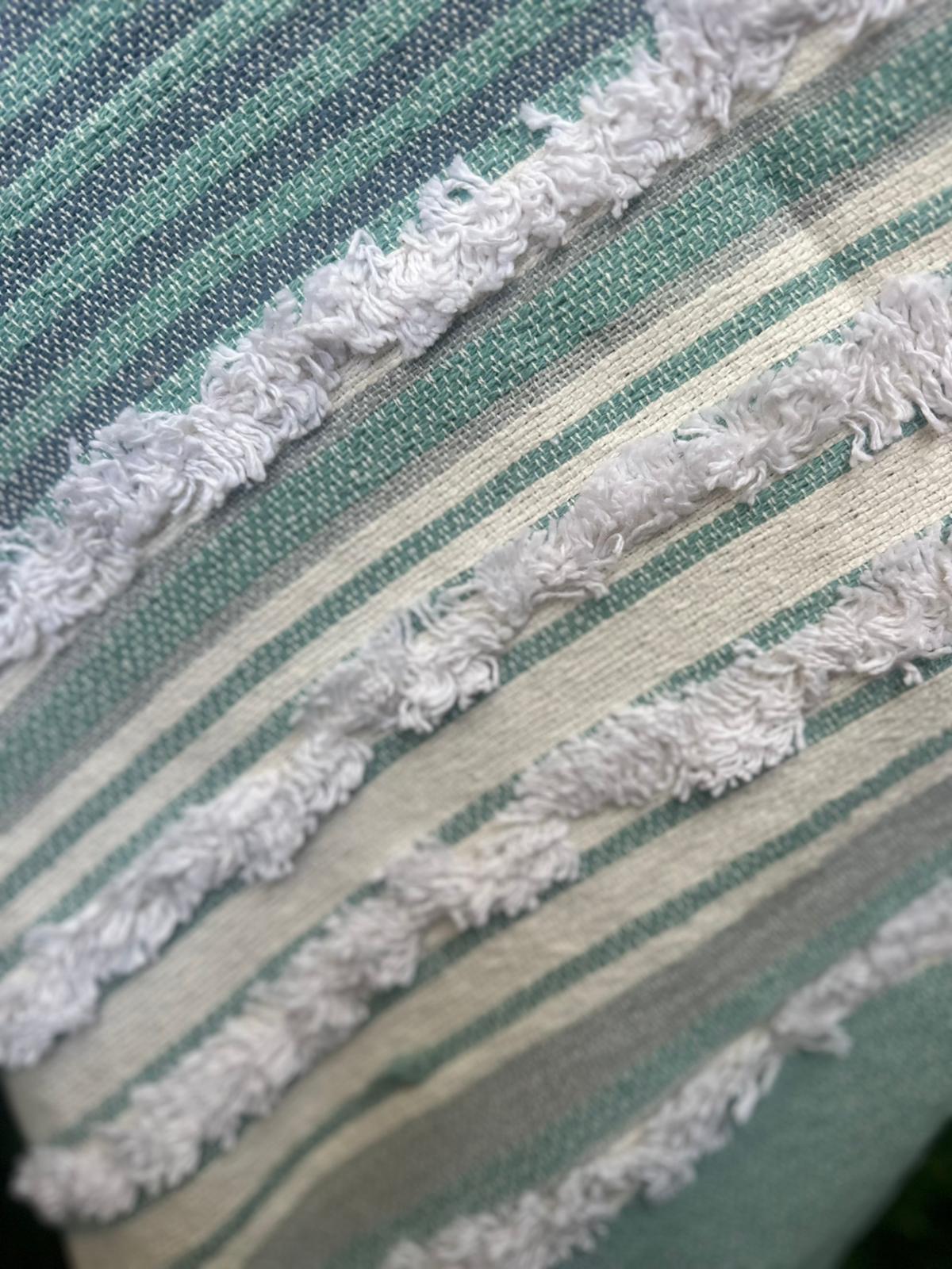 Sage Green Striped Sofa Throw