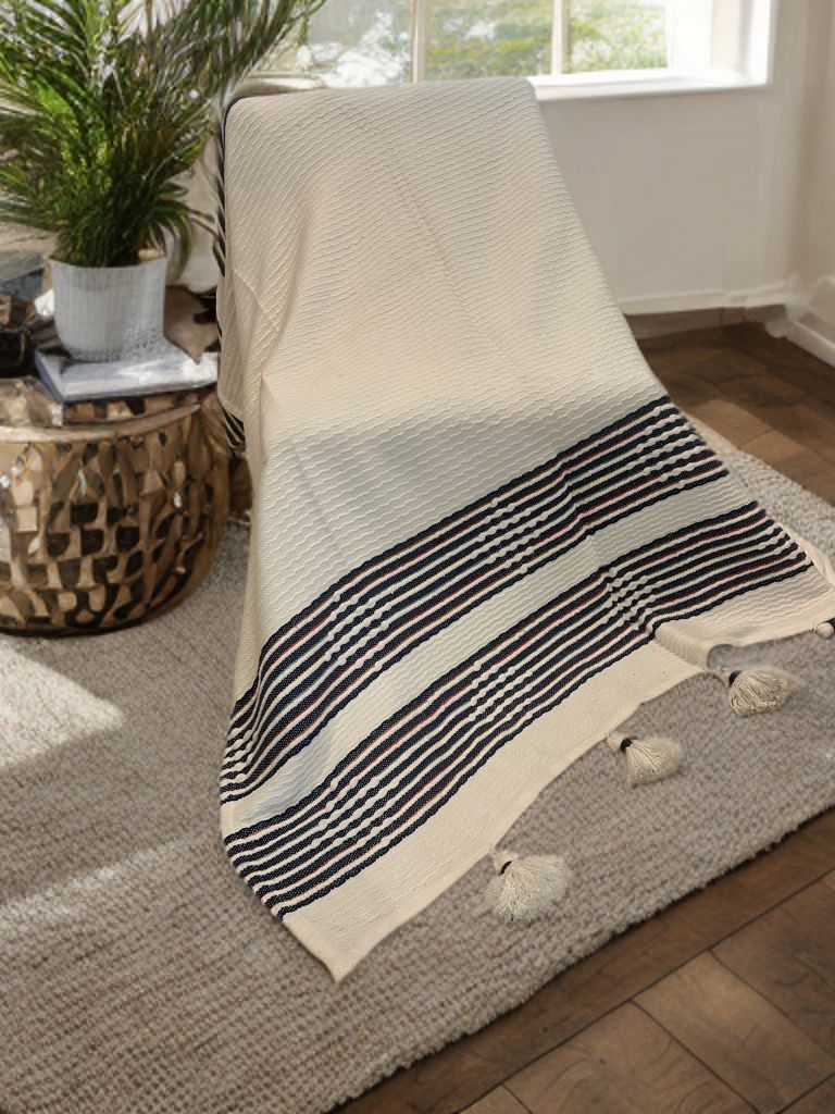 Charcoal Grey Plaid Sofa Throw
