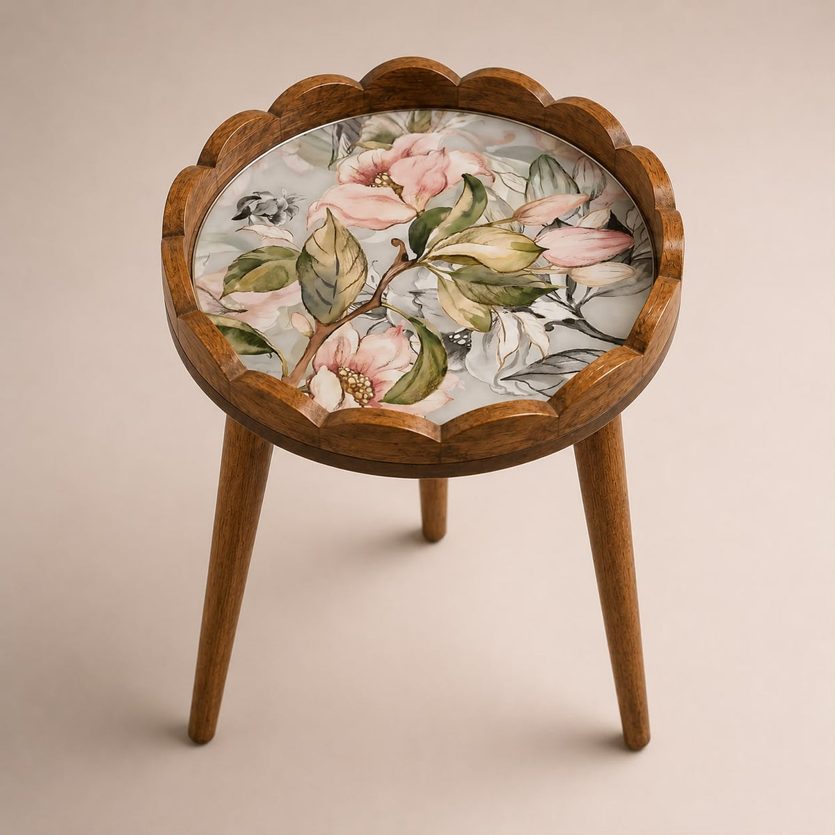 Pink Magnolia Mango wood side table