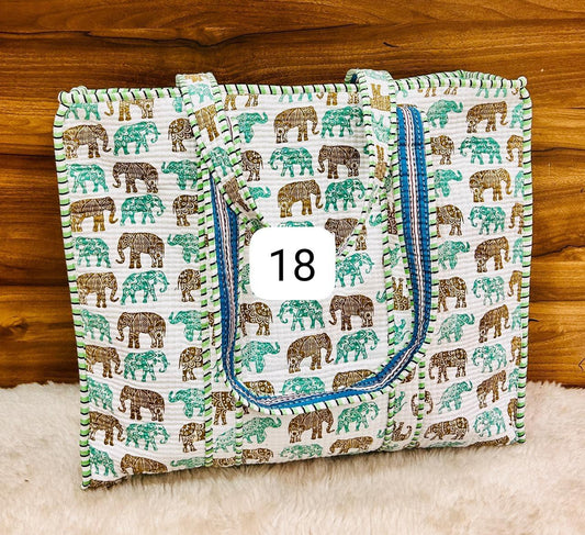 Jungle Safari Reversible Quilted Hand Block Tote Bag