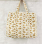 Tan Elephant Print Reversible Quilted Hand Block Tote Bag