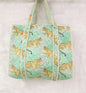 Mint Mirage Reversible Quilted Hand Block Tote Bag