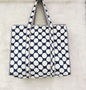 Navy Polka Dot Reversible Quilted Hand Block Tote Bag