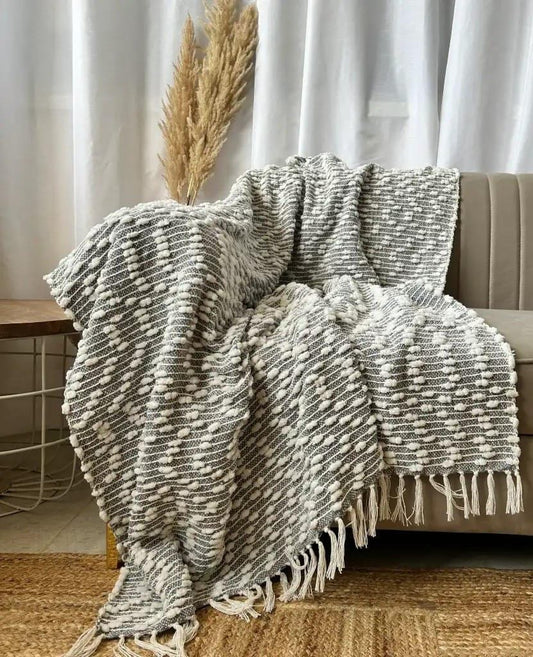 Grey & White Sofa Throw