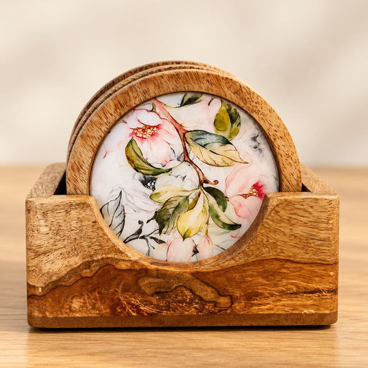 Pink Blossom Coaster Set