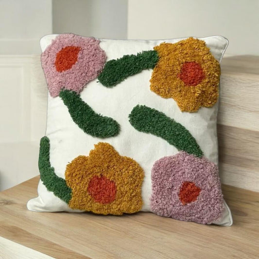 Hand-Tufted Floral Cushion Cover image 0