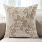 Beige Floral Embroidered Geometric Cushion Cover