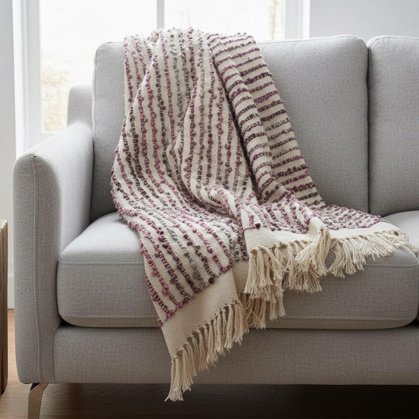 Stripe Woven Cotton Sofa Throw