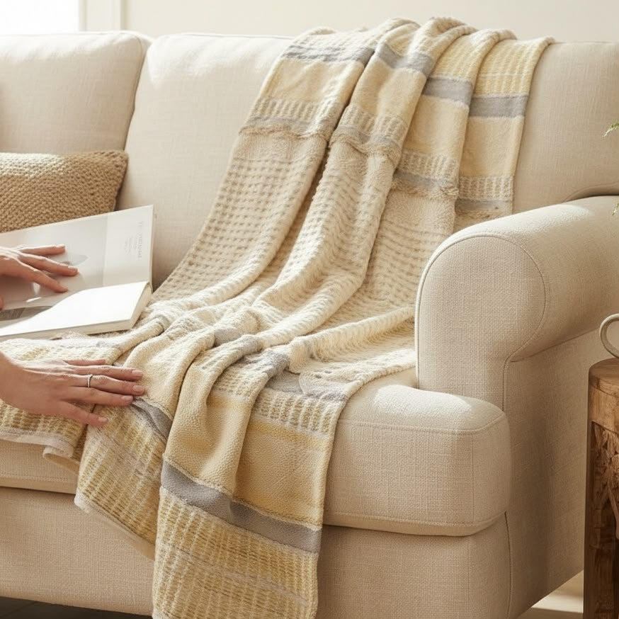 Golden Hour Waffle Sofa Throw