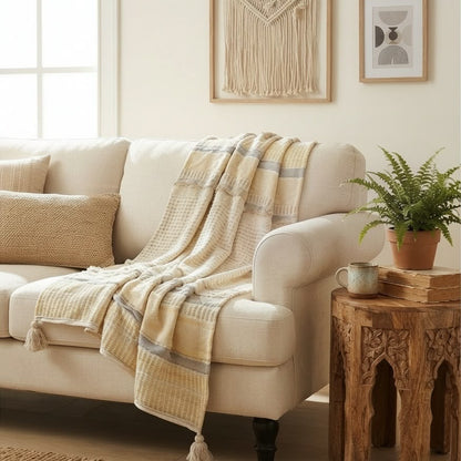 Golden Hour Waffle Sofa Throw