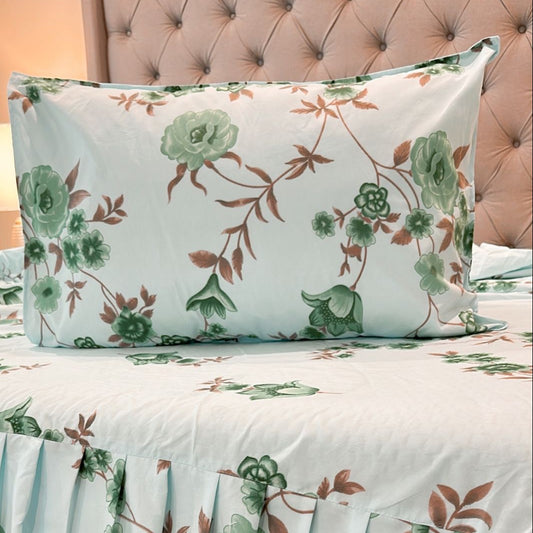 Mint Garden Queen Frill Bed Sheet