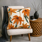 Orange Embroidered Daisy Floral Punch Needle Cushion Cover (18 by 18)