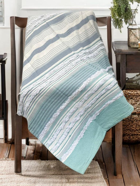 Sage Green Striped Sofa Throw