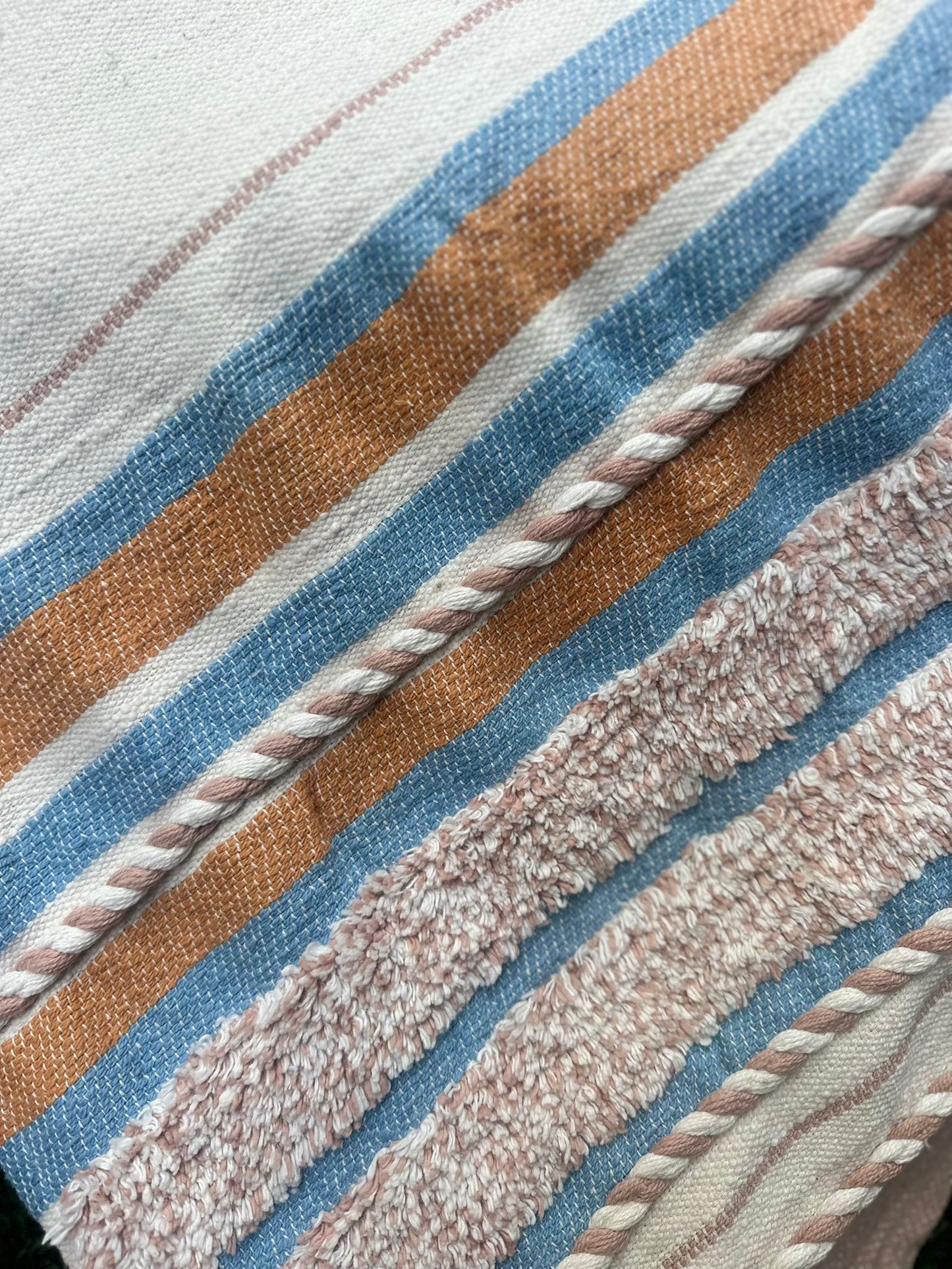 Needle Punch Striped Sofa Throw
