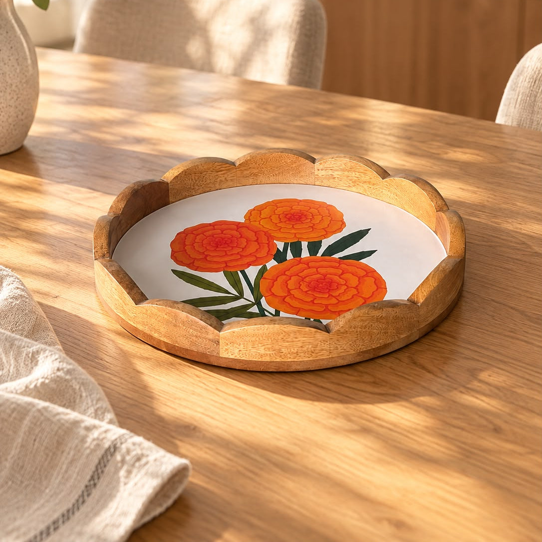 Tropical Leaf Mango Wood Platter