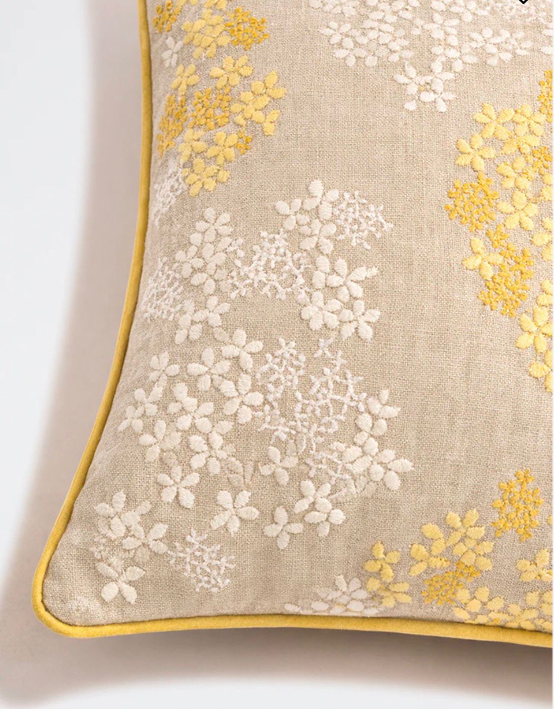 Yellow Embroidered Floral Cluster Cushion Cover