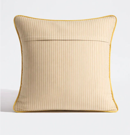 Yellow Embroidered Floral Cluster Cushion Cover