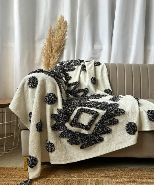 Floral Black & White Sofa Throws