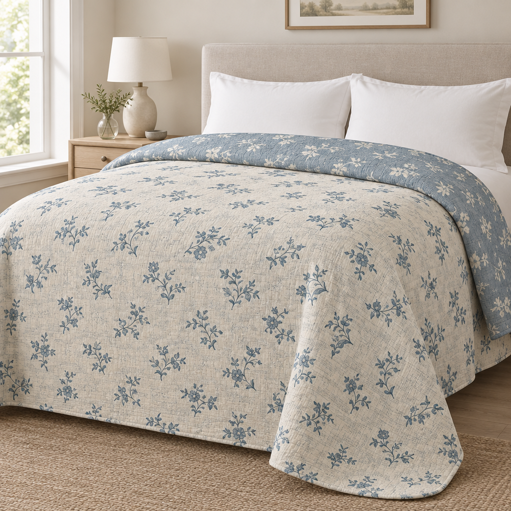Quilt styled on a bed