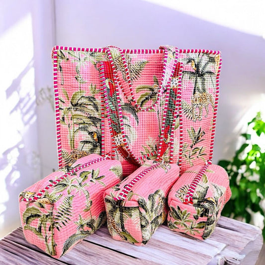 Tropical Bloom Tote Bags Set - Complete Set
